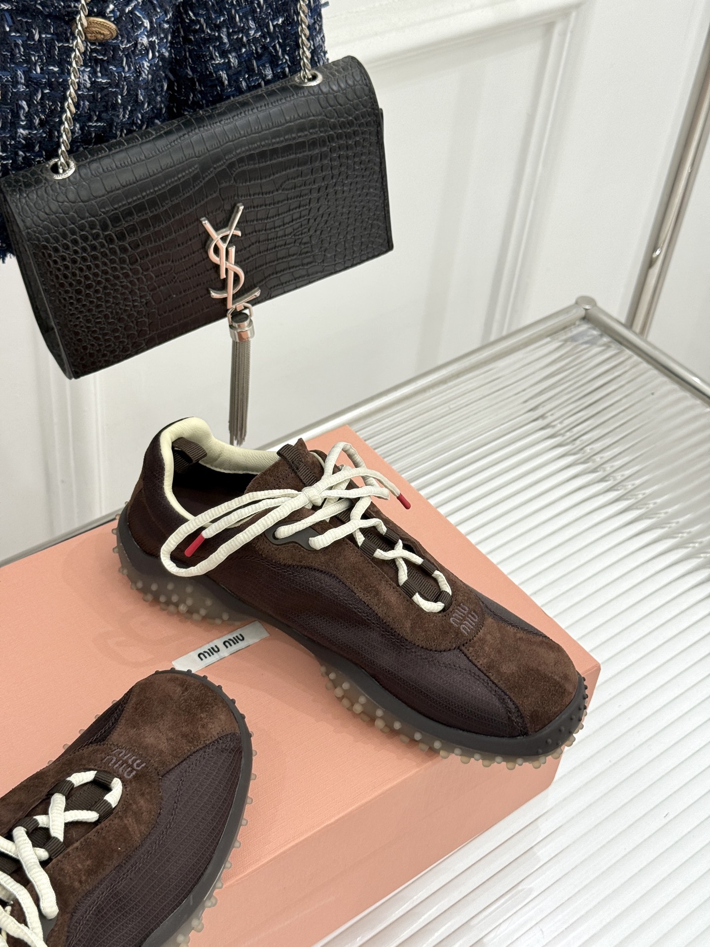 Miu Miu/缪缪26WF新品拼色增高方头休闲德训鞋运动鞋春夏穿搭封神款秀场同款现已正式上线闭眼入手绝