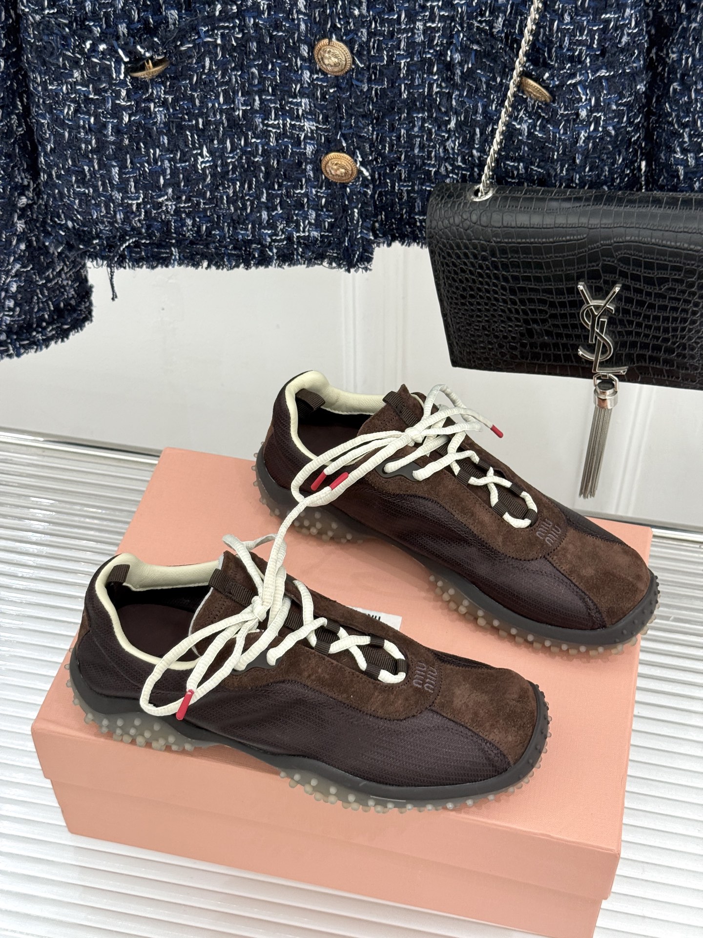 Miu Miu/缪缪26WF新品拼色增高方头休闲德训鞋运动鞋春夏穿搭封神款秀场同款现已正式上线闭眼入手绝