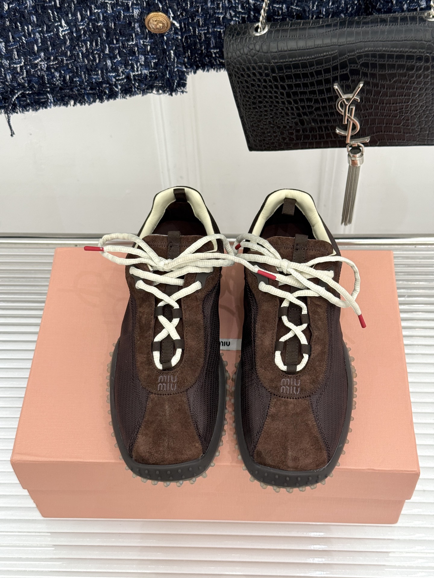 Miu Miu/缪缪26WF新品拼色增高方头休闲德训鞋运动鞋春夏穿搭封神款秀场同款现已正式上线闭眼入手绝