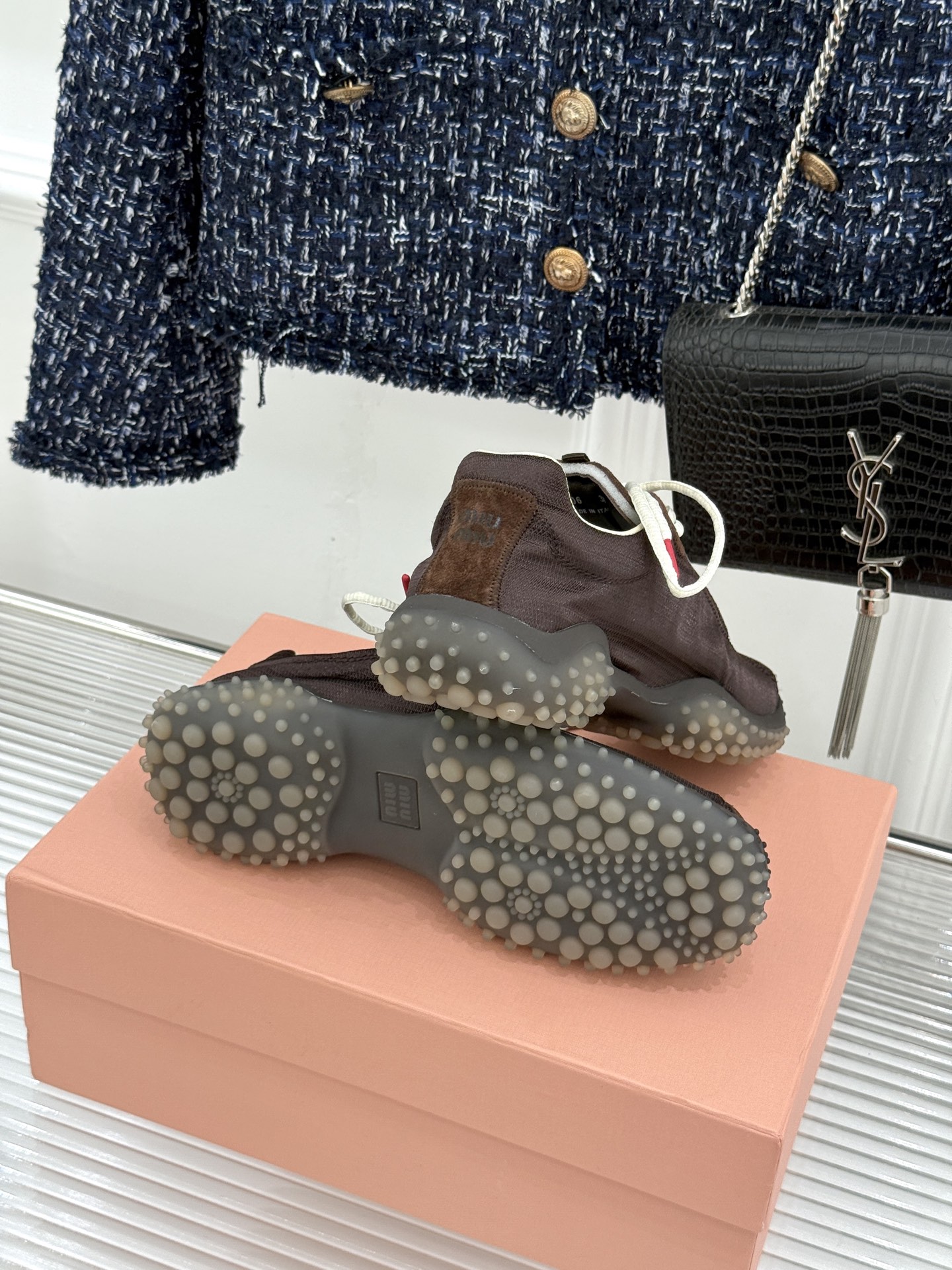 Miu Miu/缪缪26WF新品拼色增高方头休闲德训鞋运动鞋春夏穿搭封神款秀场同款现已正式上线闭眼入手绝