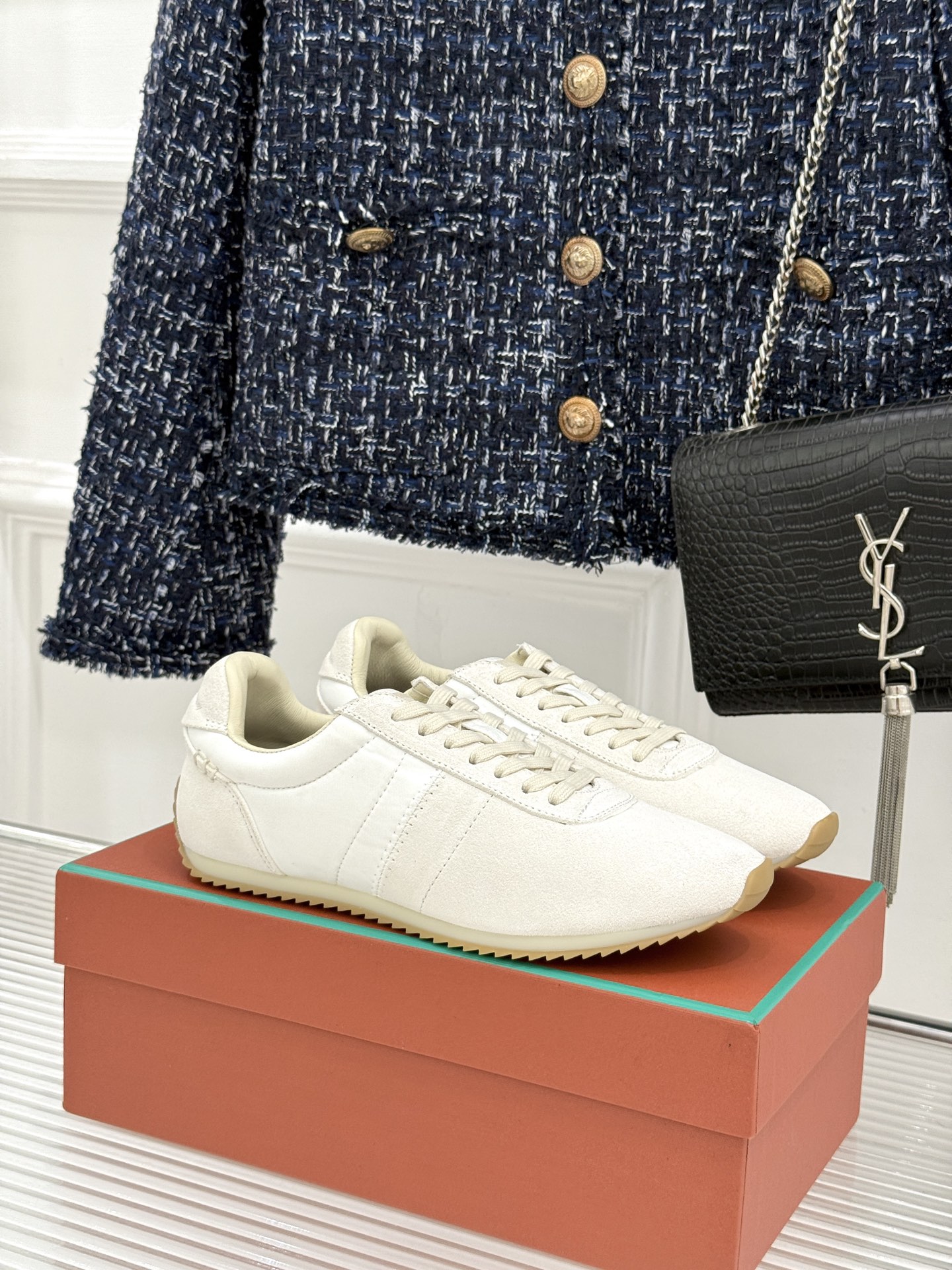 男码＋10Loro Piana/LPWF新品复古休闲运动鞋诺悠翩雅26WF新作复古跑鞋演绎意式格调麂皮拼