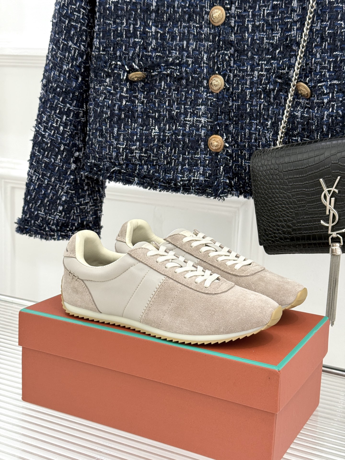 男码＋10Loro Piana/LPWF新品复古休闲运动鞋诺悠翩雅26WF新作复古跑鞋演绎意式格调麂皮拼