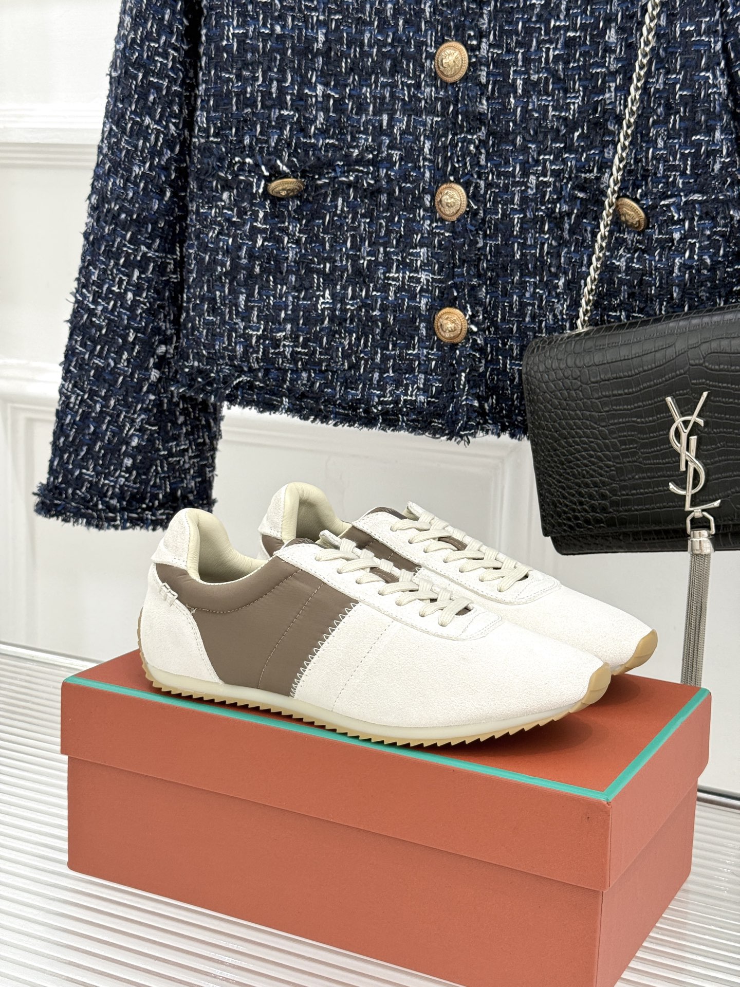 男码＋10Loro Piana/LPWF新品复古休闲运动鞋诺悠翩雅26WF新作复古跑鞋演绎意式格调麂皮拼
