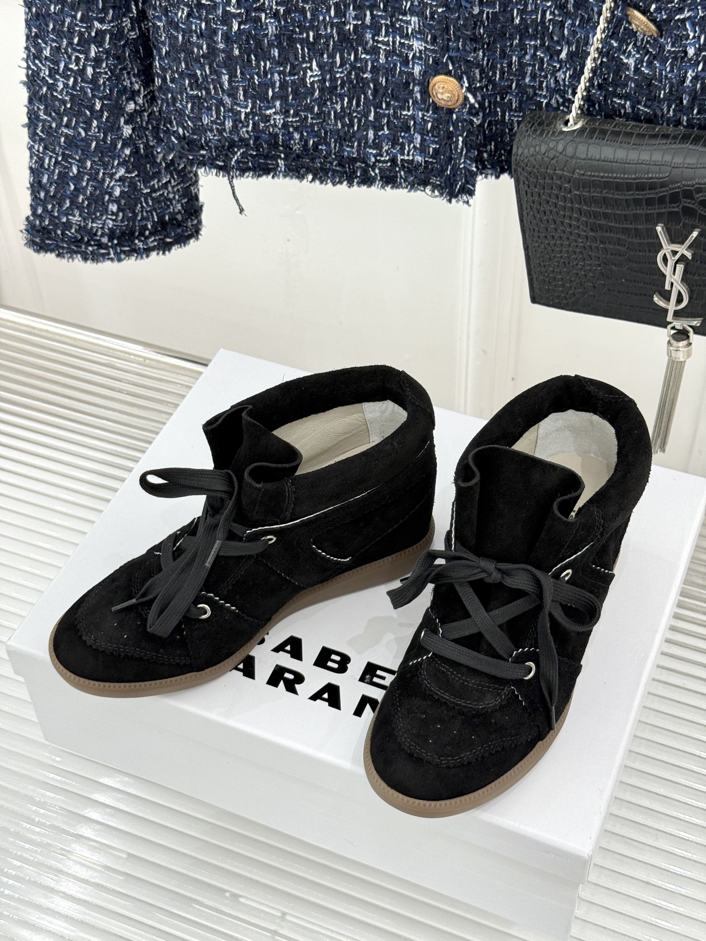 ISABEL MARANT/伊莎贝尔26WF新品 复古内增高高帮运动休闲马丁靴短靴 秋冬鞋柜宝藏短靴 上脚解锁三七分比例