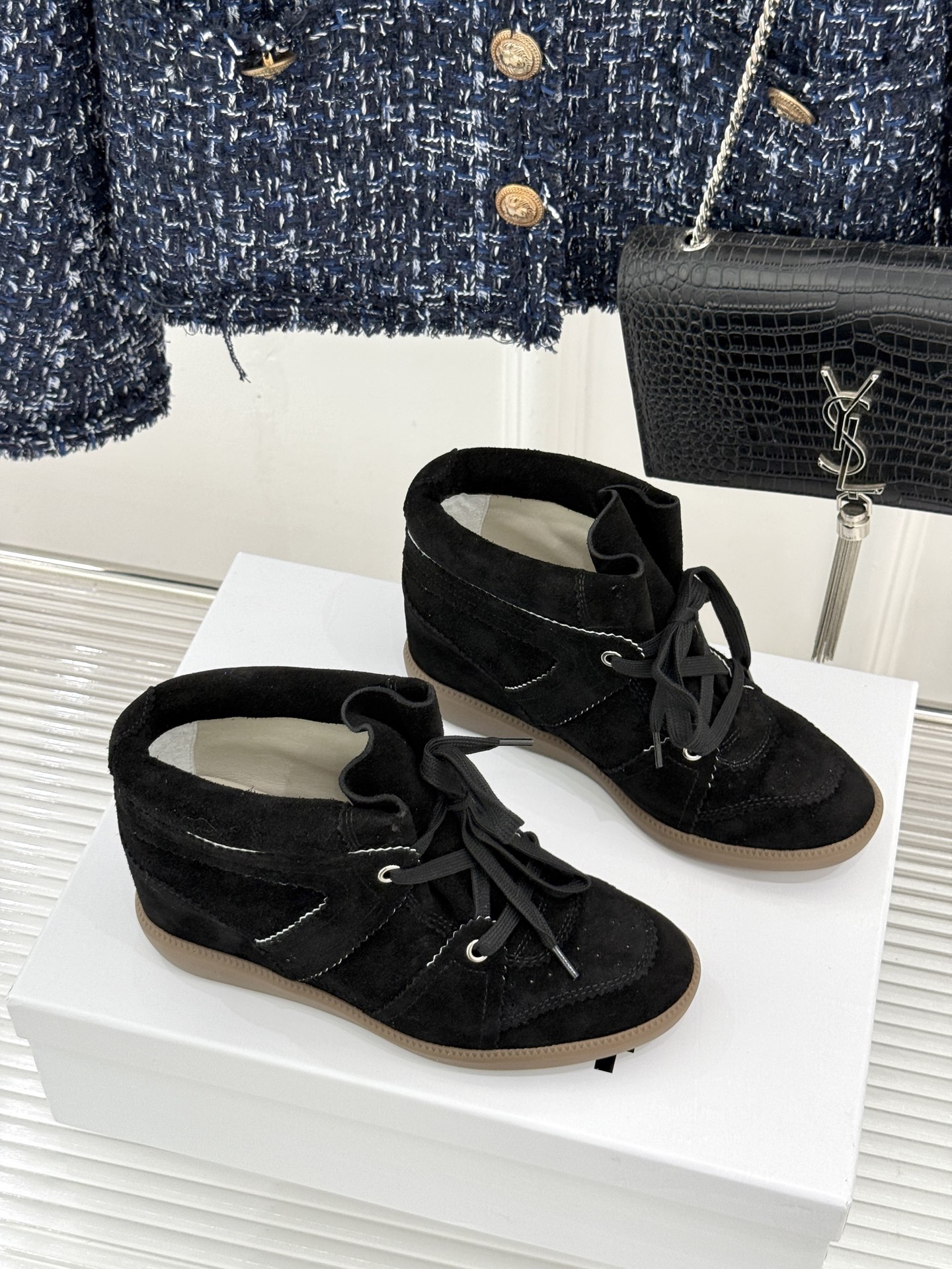 ISABEL MARANT/伊莎贝尔26WF新品 复古内增高高帮运动休闲马丁靴短靴 秋冬鞋柜宝藏短靴 上脚解锁三七分比例