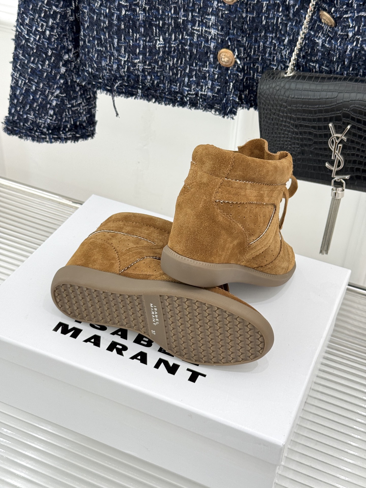 ISABEL MARANT/伊莎贝尔26WF新品 复古内增高高帮运动休闲马丁靴短靴 秋冬鞋柜宝藏短靴 上脚解锁三七分比例