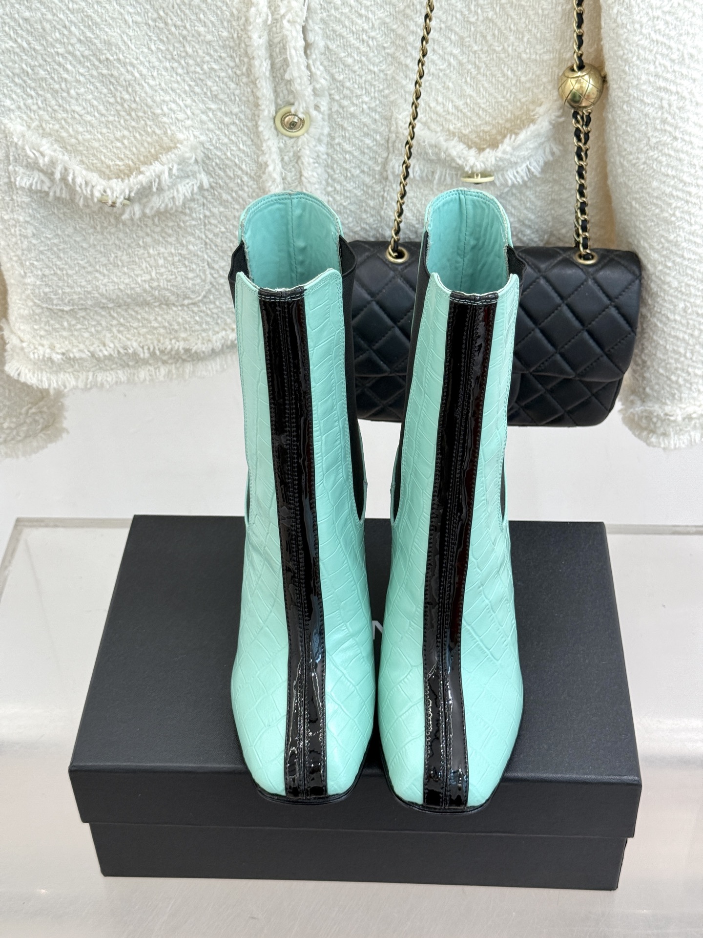 CHANE*｜小香26A秋冬新品 鳄鱼纹拼接方头切尔西短靴 秋冬鞋柜C位担当 小众不撞款回头率高 时髦精闭眼入不亏 复古