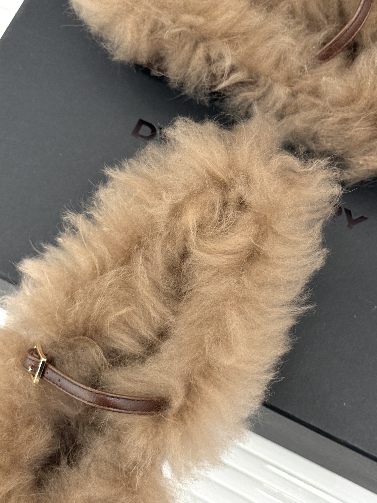 DYMONLATRY 26WF秋冬新品 复古尖头玛丽珍鞋毛毛鞋 复古尖头描摹冷冽气场 经典玛丽珍一字扣束带 柔糯卷绒锁住