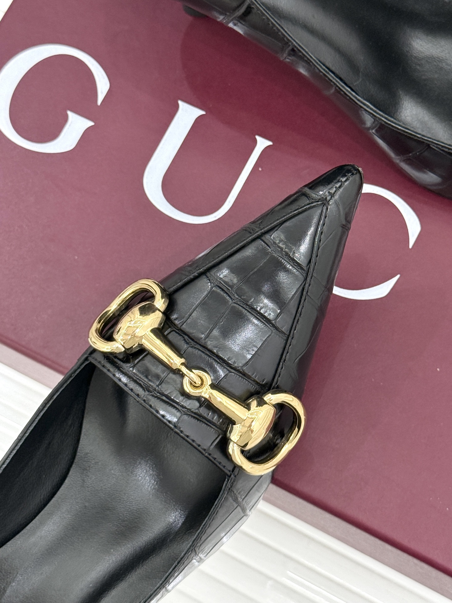 鳄鱼纹➕10 Gucci/古驰26WF新品马衔扣 Boulevard系列尖头高跟鞋 典藏马衔扣蕴藉经典 Boulevar