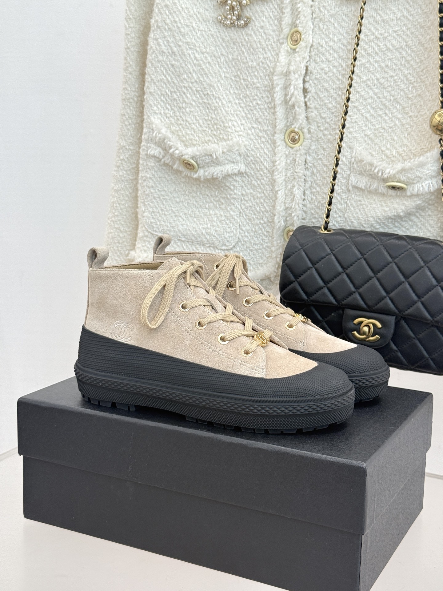 Beige High Top Sneakers