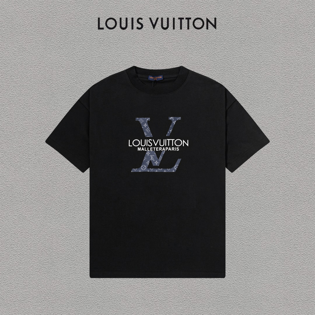 P75 LV/Louis Vuitton camiseta de manga corta unisex con logo de silicona 3D, moderna y casual, con etiqueta colgante, e…