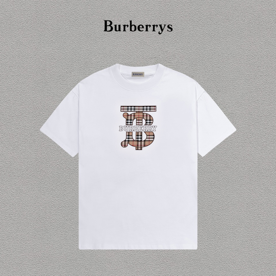 @85 Burberry/Burberry Logo de silicona tridimensional Camiseta de manga corta, versátil y moderna, para hombre y mujer,…