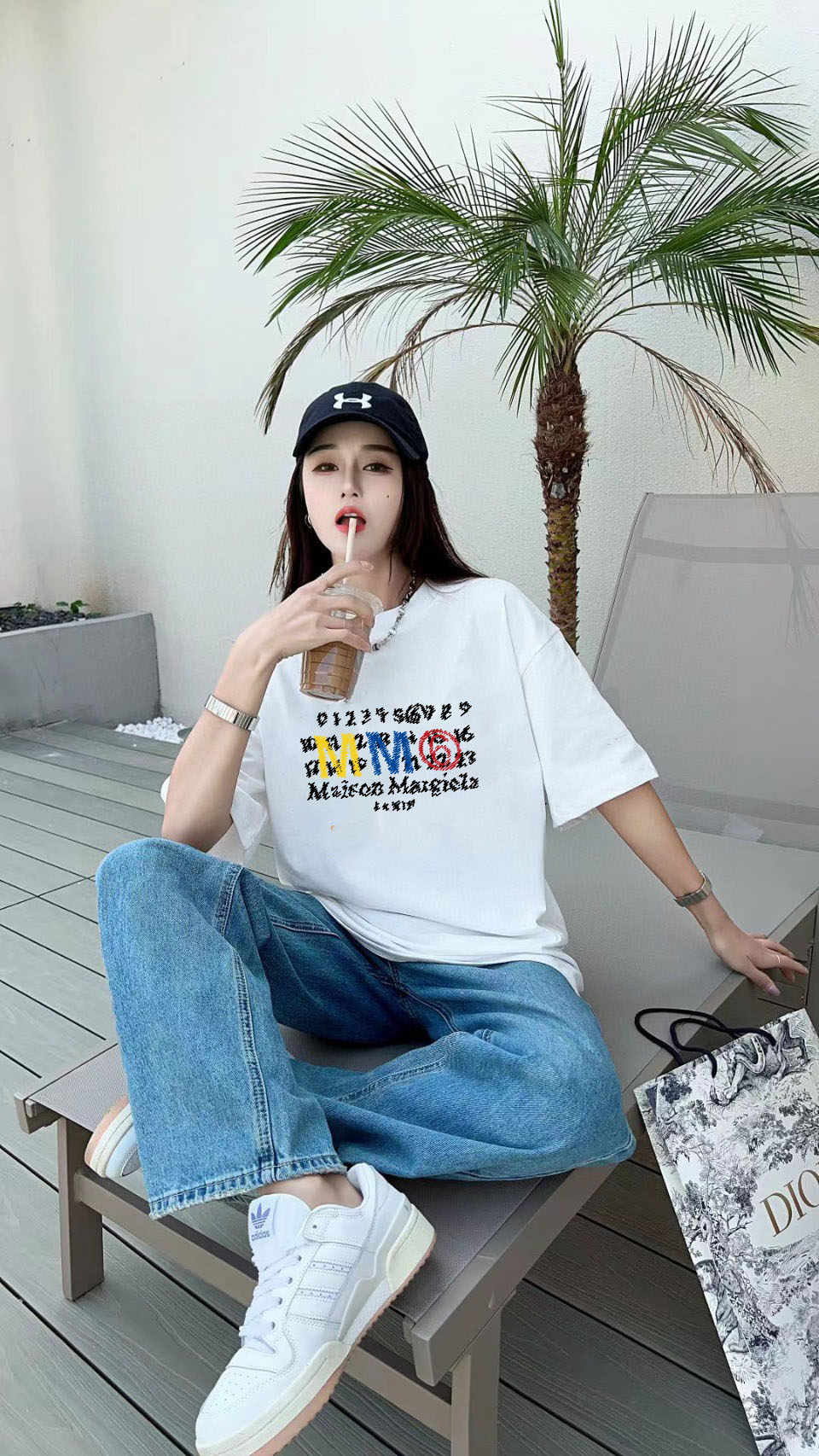 마르지엘라 프린트 로고 면 크루넥 반팔 티셔츠 91165 이미지 9
