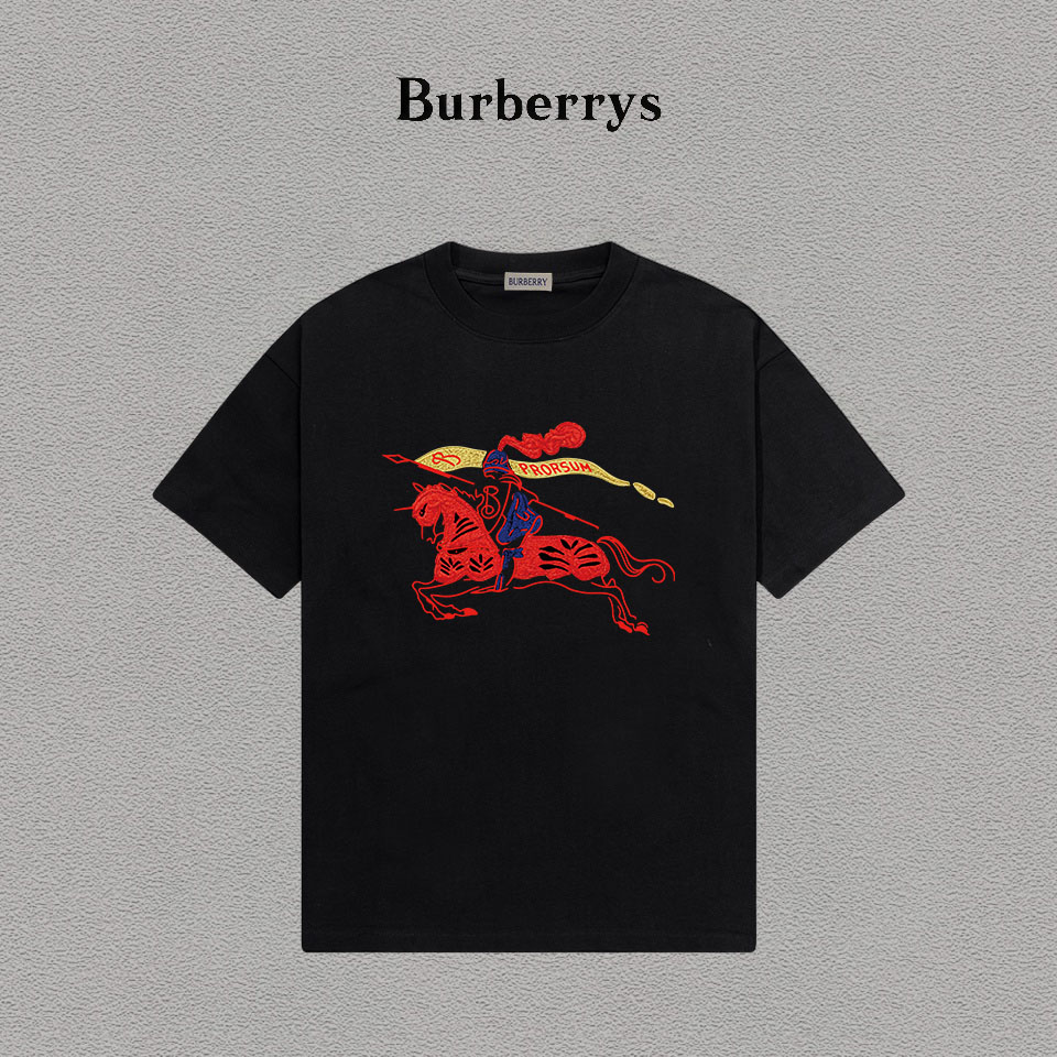 @80 Burberry/Burberry Printed Logo camiseta versátil de manga corta de moda para hombres y mujeres, etiqueta colgante, …