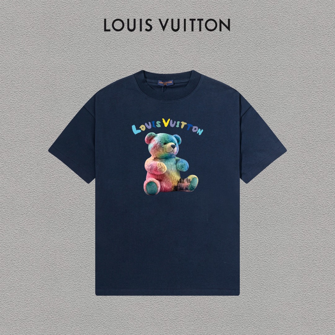 P70 LV/Louis Vuitton Camiseta de manga corta con logo estampado, básica y moderna, unisex, con etiqueta colgante, etiqu…