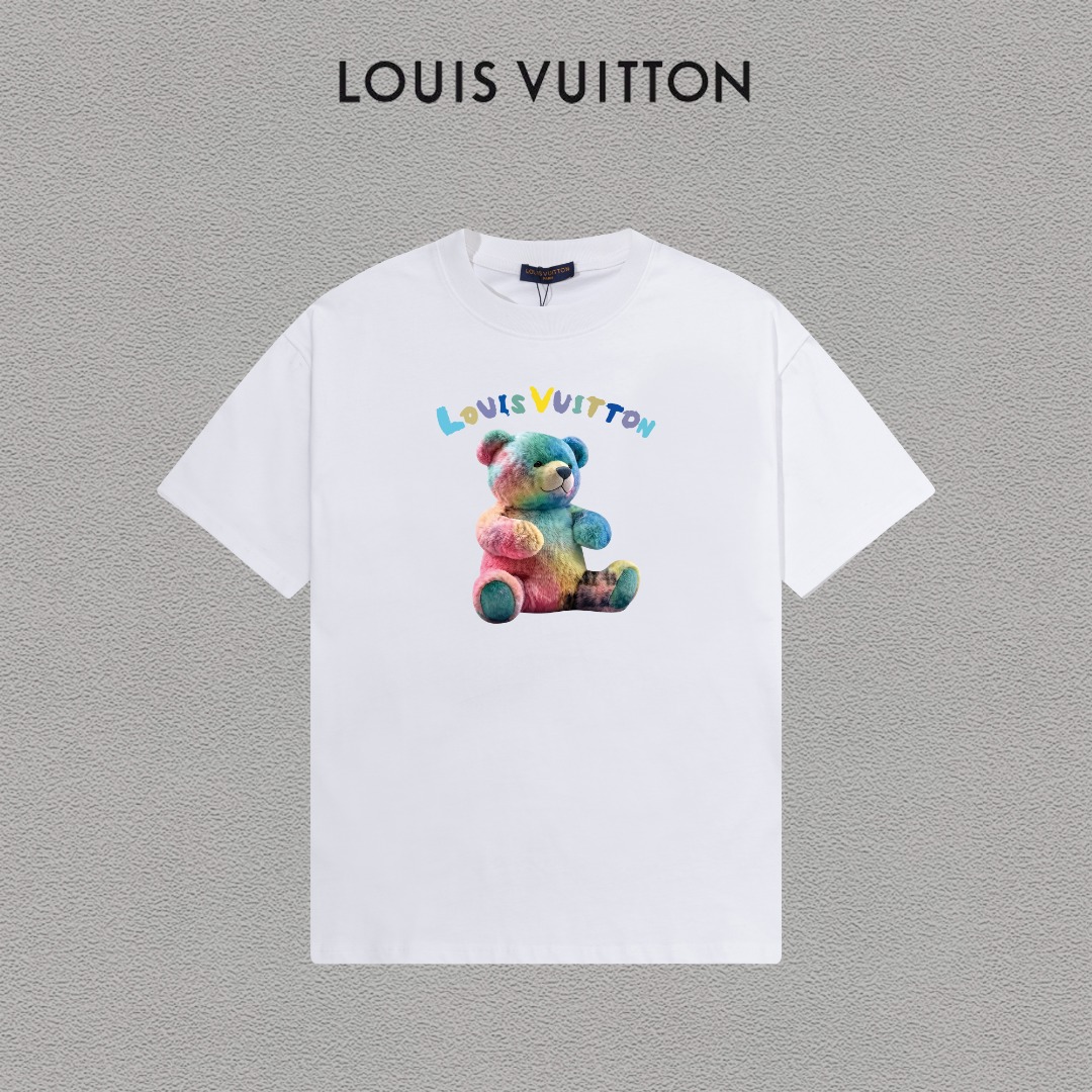 P70 LV/Louis Vuitton Camiseta de manga corta con logo estampado, básica y moderna, unisex, con etiqueta colgante, etiqu…