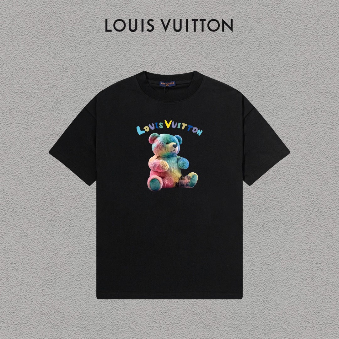 P70 LV/Louis Vuitton Camiseta de manga corta con logo estampado, básica y moderna, unisex, con etiqueta colgante, etiqu…