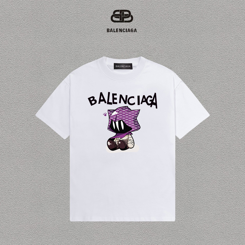 P70 Balenciaga/Balenciaga Printed Logo Camiseta versátil de manga corta de moda para hombres y mujeres, etiqueta colgan…