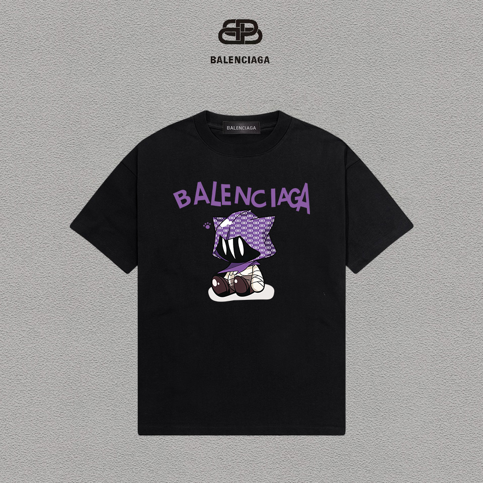 P70 Balenciaga/Balenciaga Printed Logo Camiseta versátil de manga corta de moda para hombres y mujeres, etiqueta colgan…