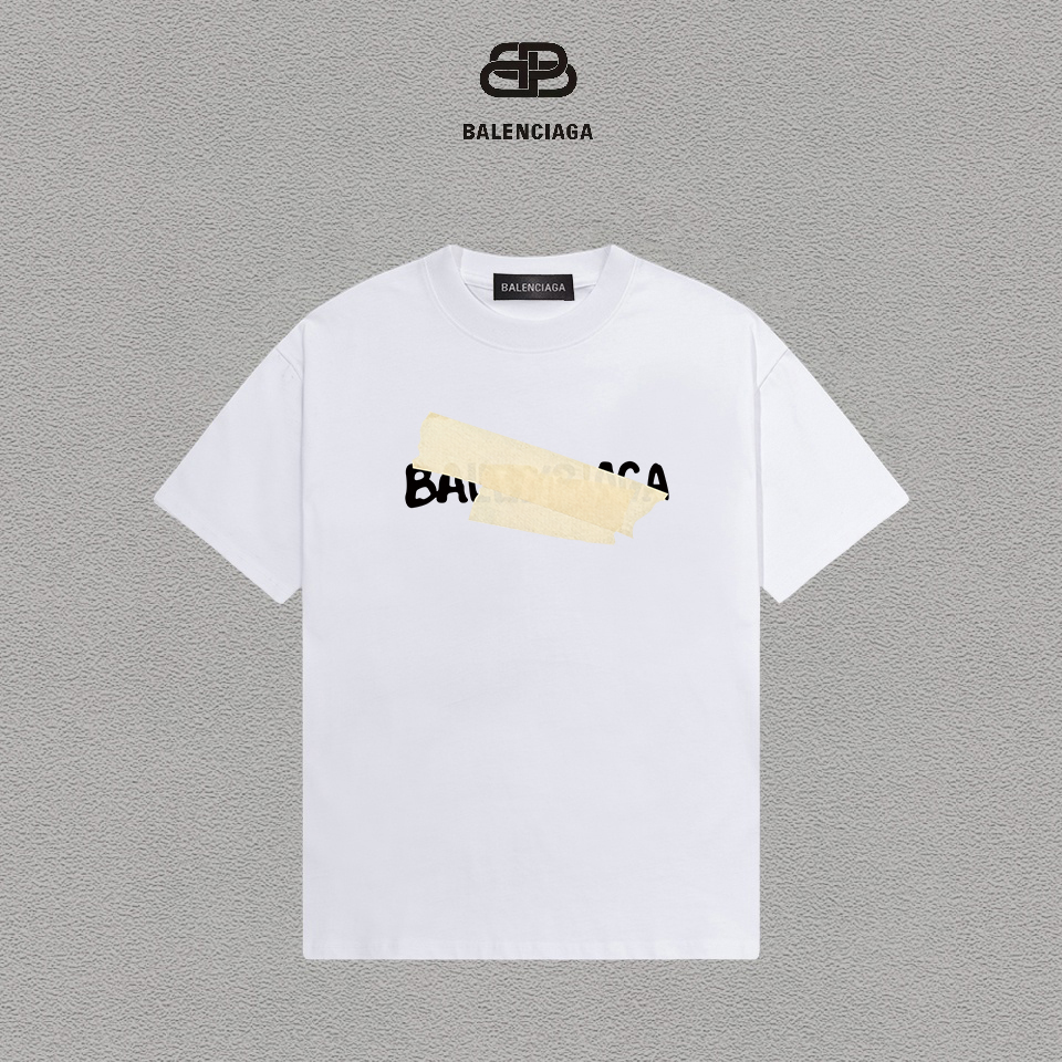 P70 Balenciaga/Balenciaga Printed Logo Camiseta versátil de manga corta de moda para hombres y mujeres, etiqueta colgan…