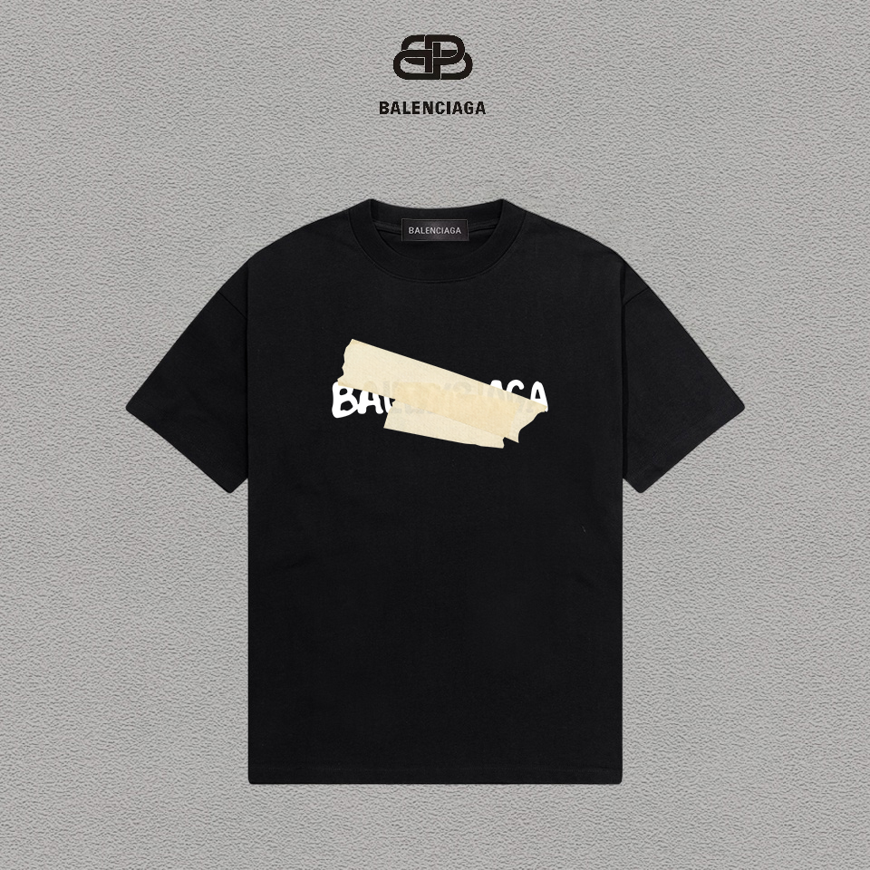 P70 Balenciaga/Balenciaga Printed Logo Camiseta versátil de manga corta de moda para hombres y mujeres, etiqueta colgan…