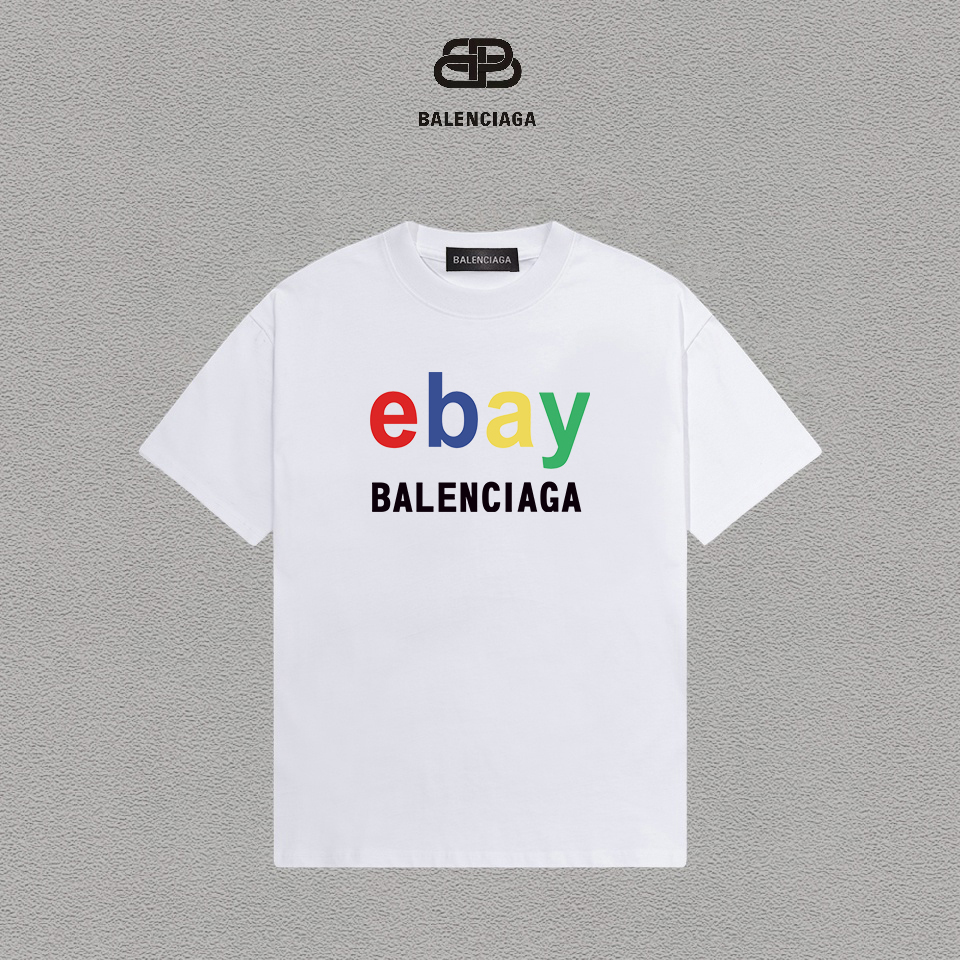 P70 Balenciaga/Balenciaga Printed Logo Camiseta versátil de manga corta de moda para hombres y mujeres, etiqueta colgan…