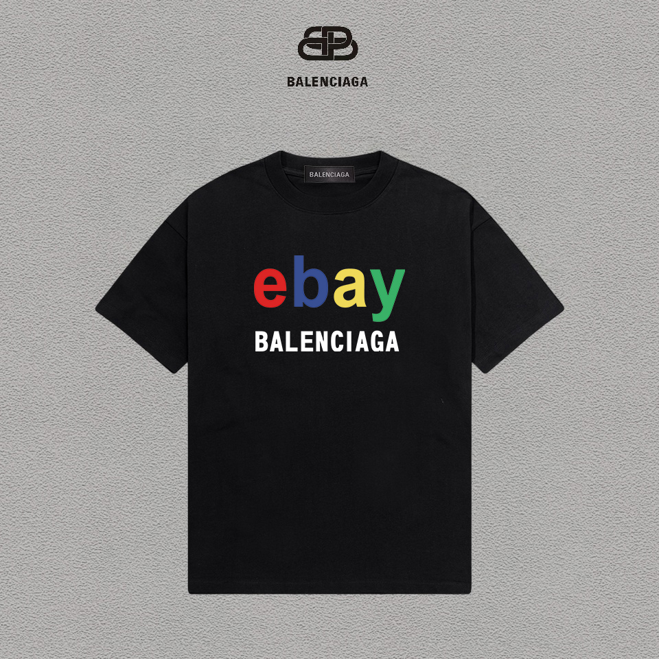 P70 Balenciaga/Balenciaga Printed Logo Camiseta versátil de manga corta de moda para hombres y mujeres, etiqueta colgan…