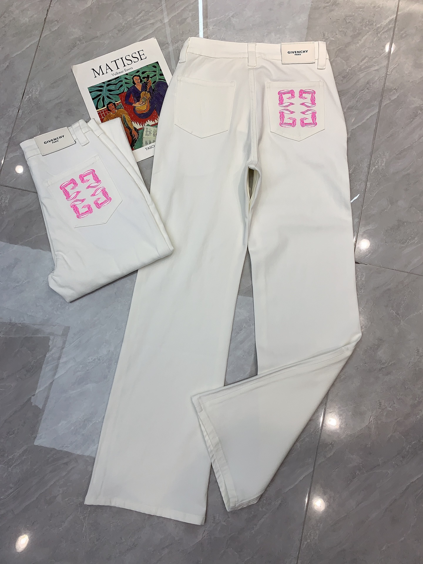 Givenchy Logo Print White Denim Jeans - Stylish, Comfortable, and Flattering 3 i1747712798797 6955 0 1