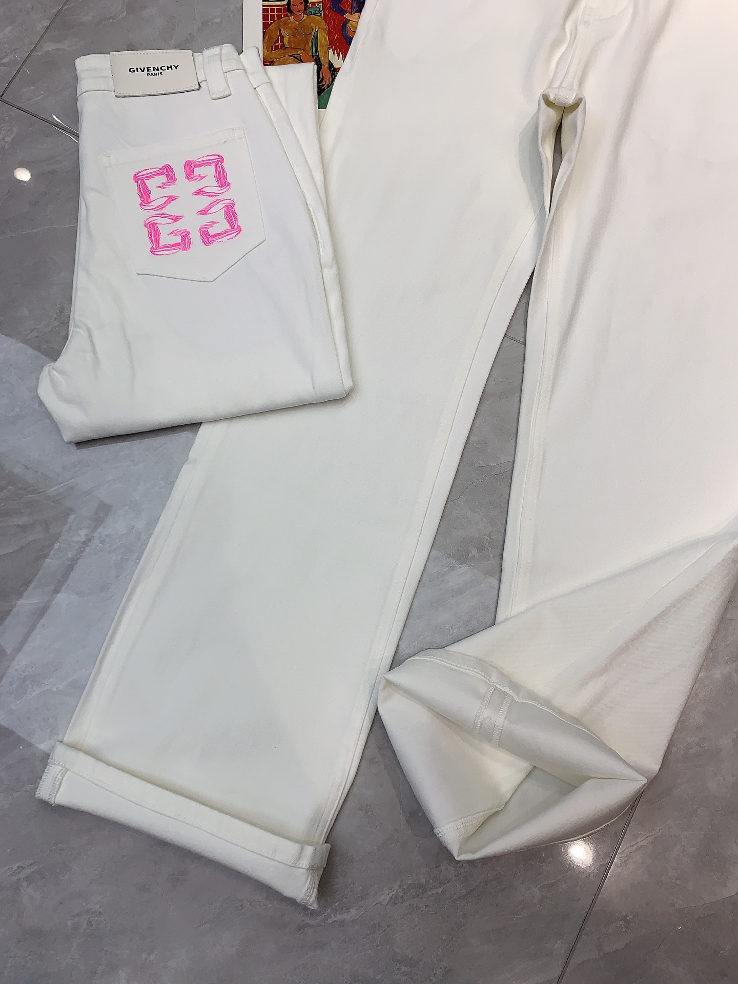 Givenchy Logo Print White Denim Jeans - Stylish, Comfortable, and Flattering 5 i1747712798797 8001 0 3