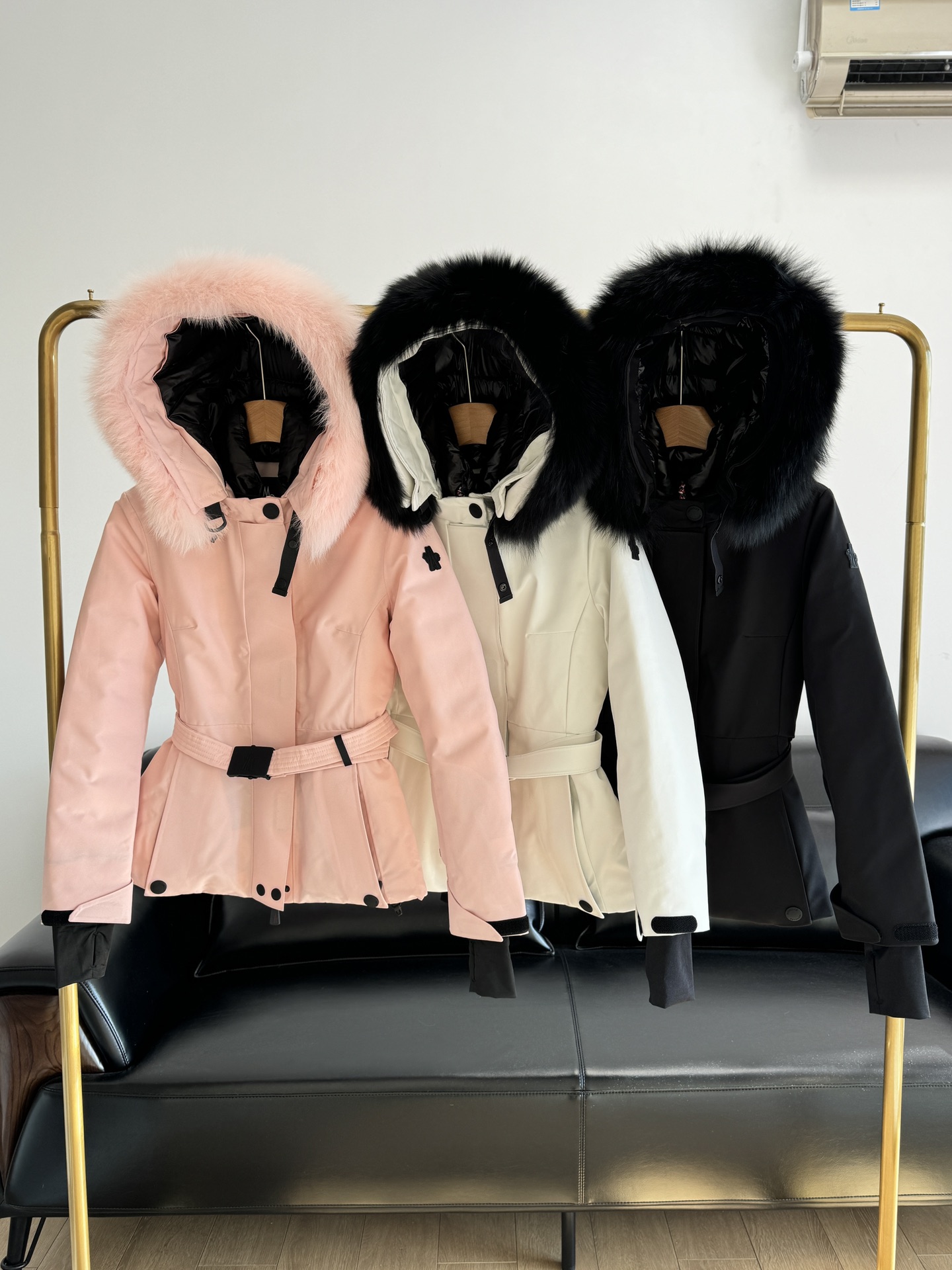 Moncler Women's Down Puffer Jacket with Fur Hood - Slim Fit