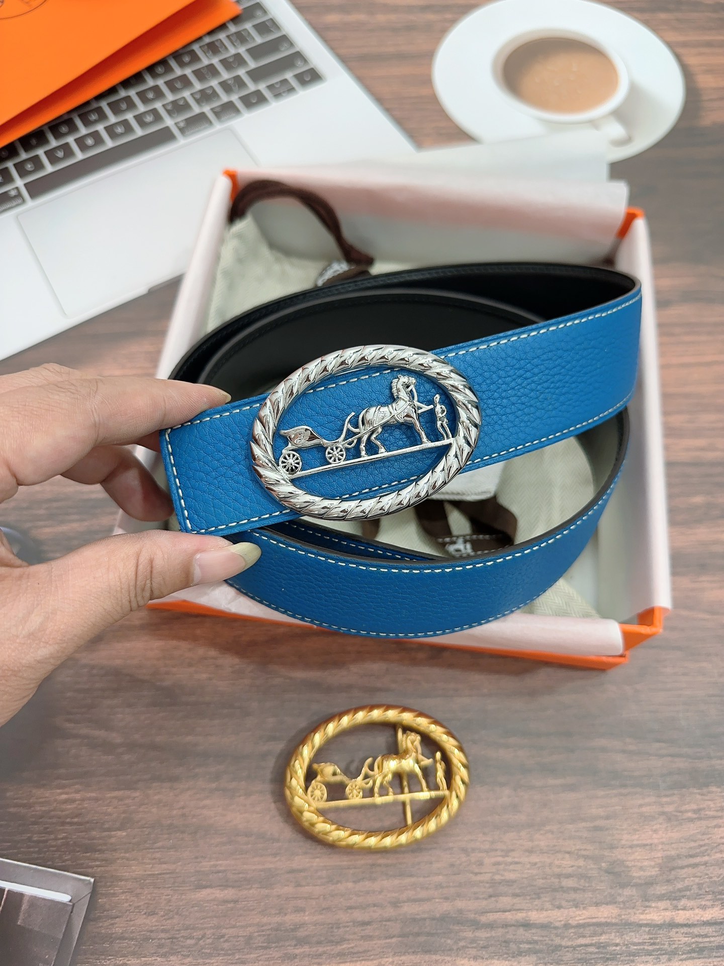 p391 Purchased a real grade Hermes, a horse-skin belt, double-headed cow skin, 3.8 cm wide - 图片 6