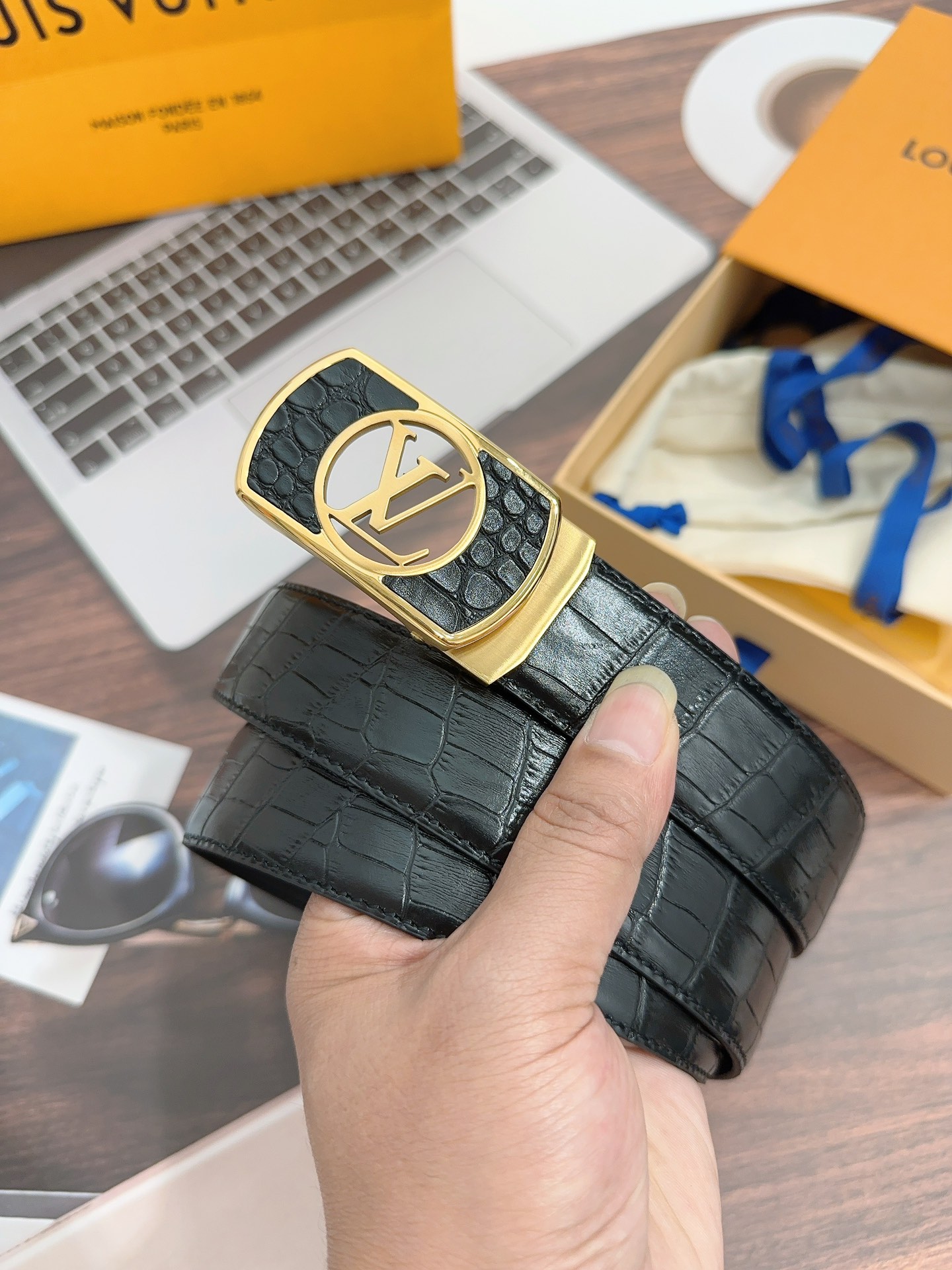 Original LV automatic buckle belt, 3.4cm width