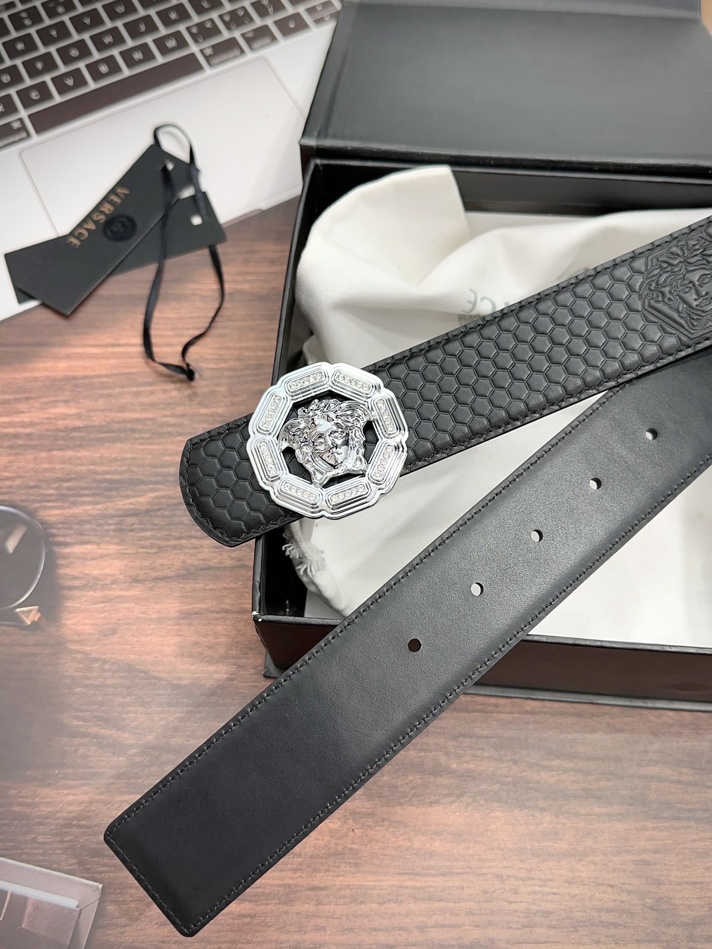 [Versace Belts]Versace leather belt Width:3.8CM, decorated with classic Medusa
