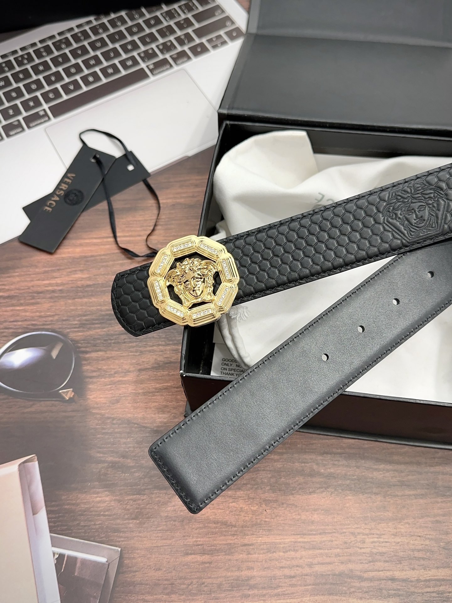 [Versace Belts]Versace leather belt Width:3.8CM, decorated with classic Medusa