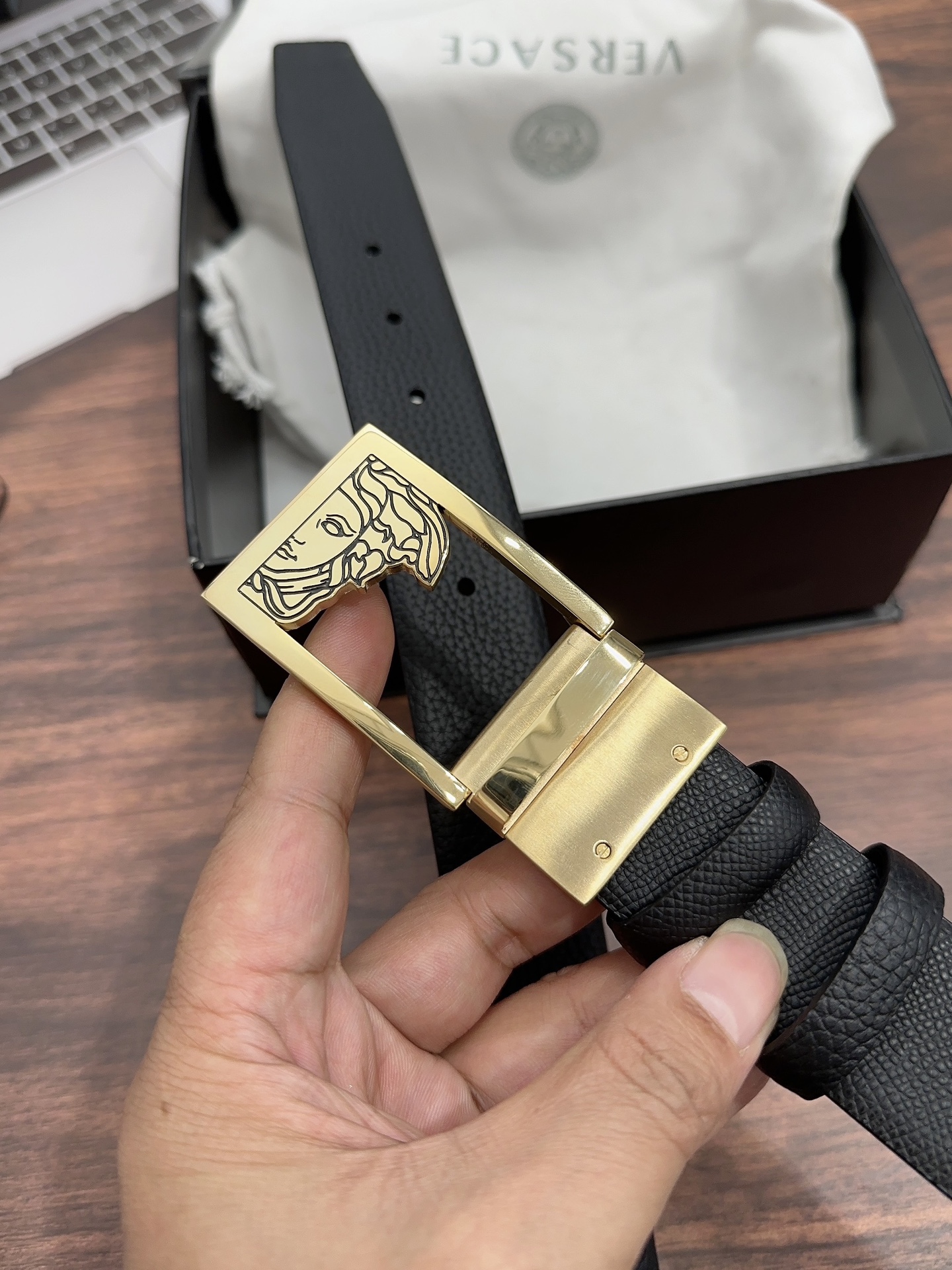 [Versace Belts]Versace belt width 3.5CM waist belt made of soft cowhide Italia