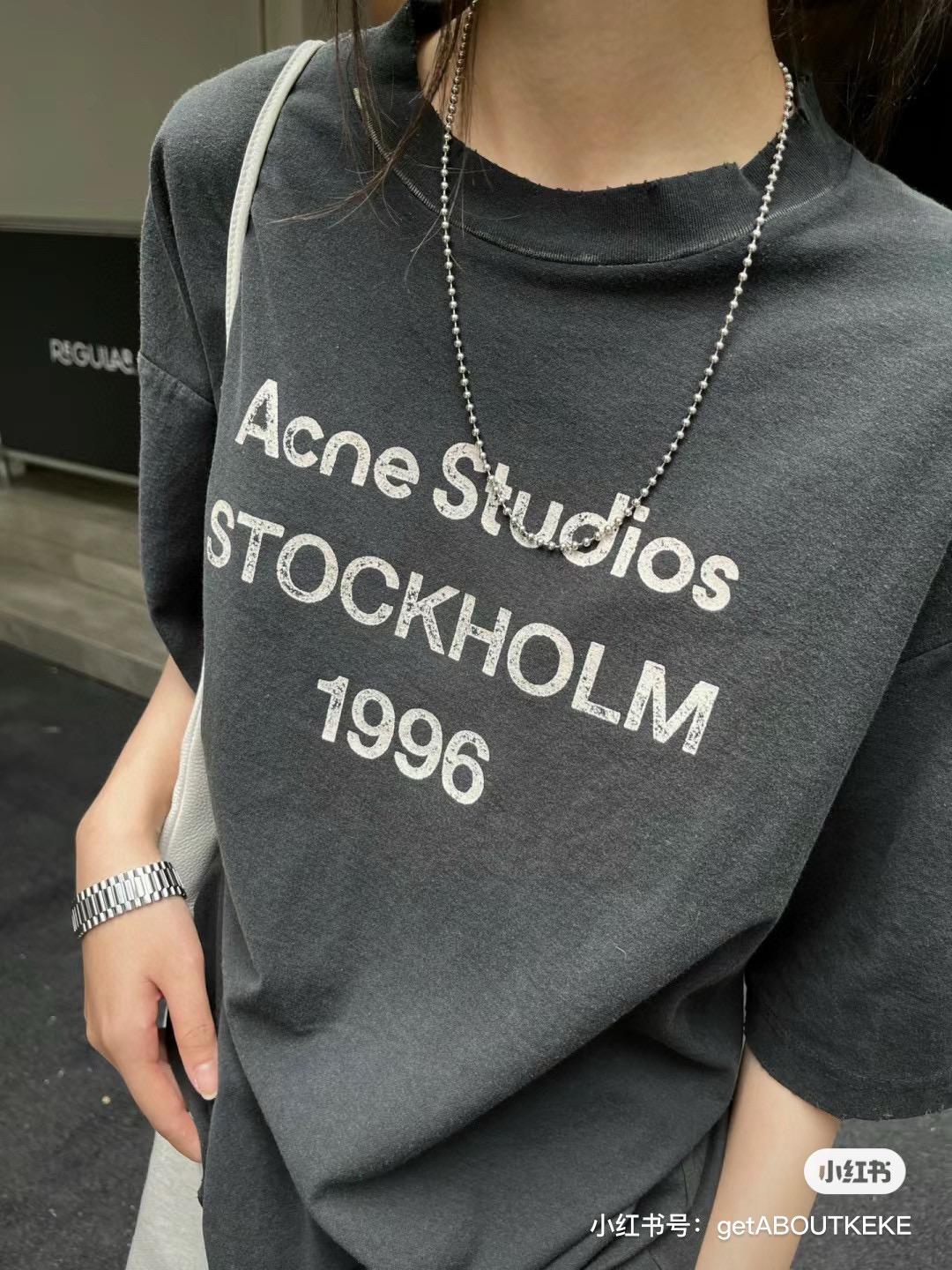 Acne Studios Kleding T-Shirt Top perfect nep
 Zwart Grijs Wit Afdrukken Unisex Katoen Lente/Zomercollectie Vintage