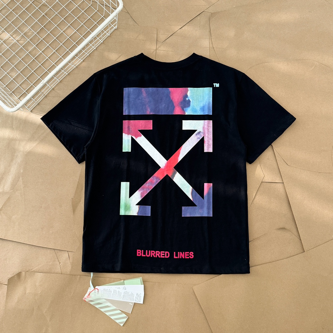 Off-White Winkel
 Kleding T-Shirt Zwart Wit Afdrukken Katoen Lente/Zomercollectie Korte mouw