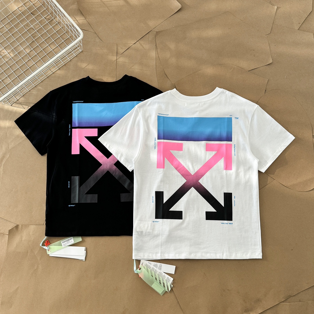 Waar moet ik kopen om te ontvangen
 Off-White Ontwerper
 Kleding T-Shirt Zwart Roze Wit Afdrukken Katoen Lente/Zomercollectie Korte mouw