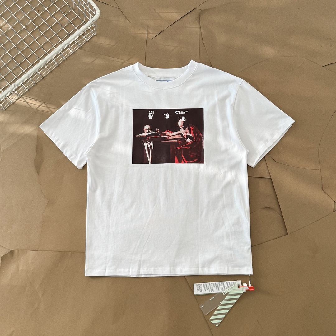 Off-White Kleding T-Shirt Zwart Wit Afdrukken Katoen Lente/Zomercollectie Korte mouw