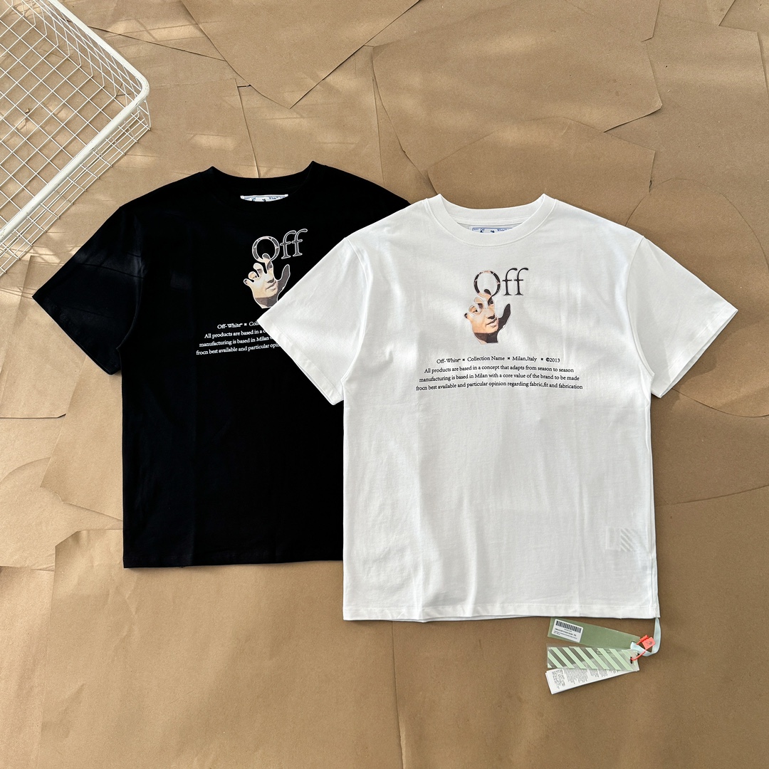 Off-White Kleding T-Shirt spiegel kopie luxe
 Zwart Wit Afdrukken Katoen Lente/Zomercollectie Korte mouw