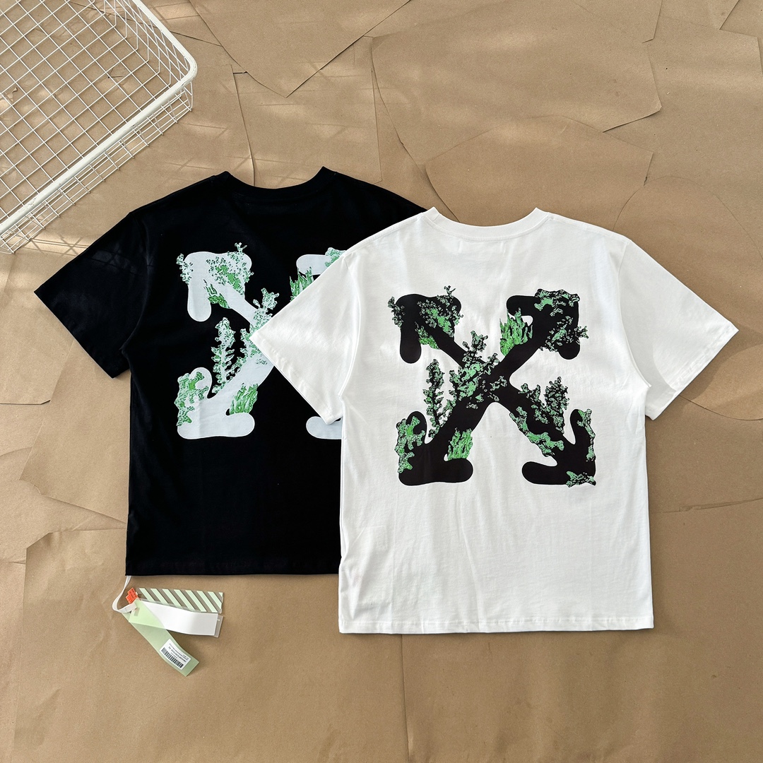 Off-White Nep
 Kleding T-Shirt Zwart Wit Afdrukken Katoen Lente/Zomercollectie Korte mouw