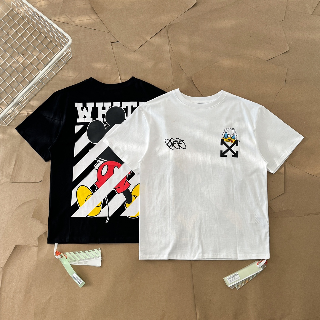 Off-White Kleding T-Shirt Zwart Wit Afdrukken Katoen Lente/Zomercollectie Korte mouw