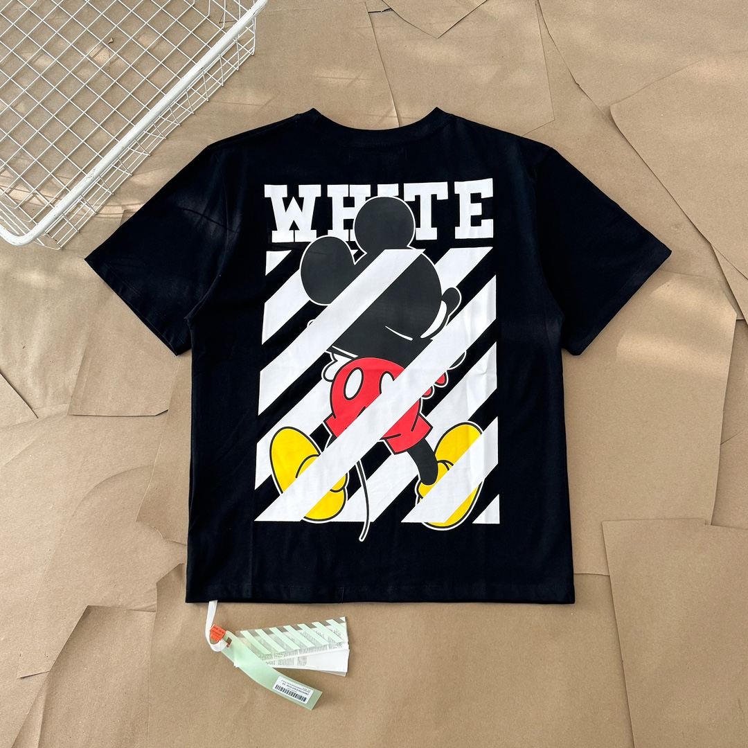 Off-White Kleding T-Shirt Zwart Wit Afdrukken Katoen Lente/Zomercollectie Korte mouw