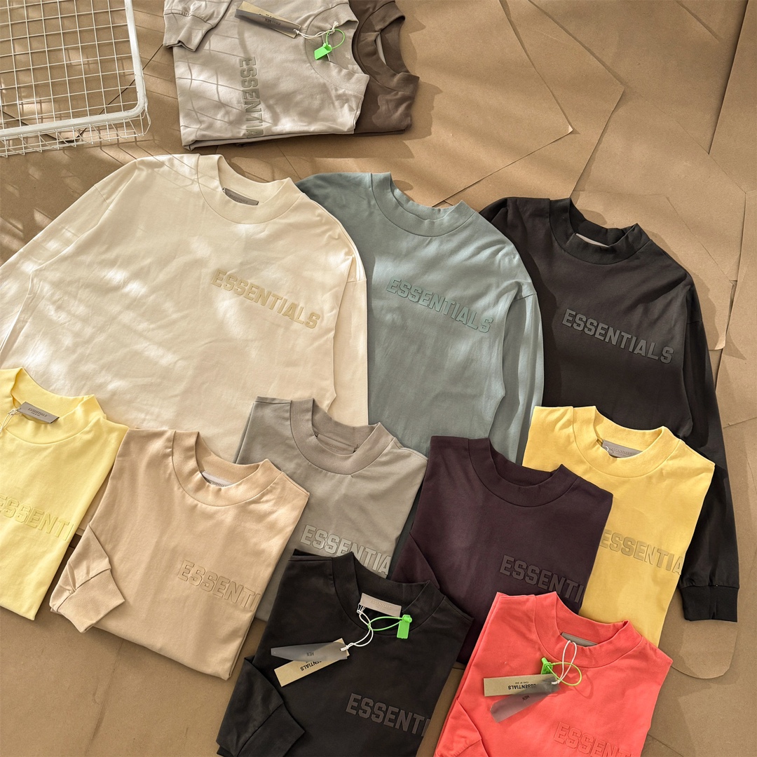 Essentials Fear of God Velvet Flocked Mock Neck Cotton Long Sleeve T-Shirt