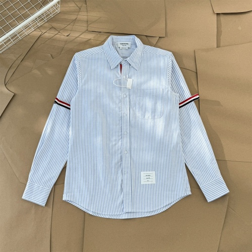 Thom Browne Oxford Shirt with Double Sleeve Stripe Detail 1 Thom Browne Oxford Shirt with Double Sleeve Stripe Detail