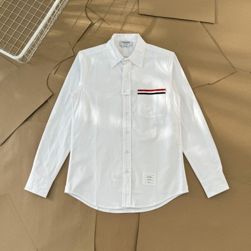 Thom Browne Classic Oxford Shirt with Pocket and Grosgrain Detail 1 Thom Browne Classic Oxford Shirt with Pocket and Grosgrain Detail