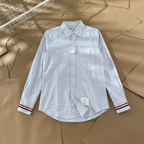 Thom Browne Striped Oxford Shirt with Double Cuff Detail - Classic Fit 1 Thom Browne Striped Oxford Shirt with Double Cuff Detail - Classic Fit