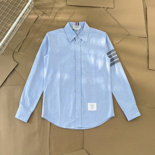 Thom Browne Oxford Shirt with Four-Bar Stripe - Classic Style & Comfort 1 Thom Browne Oxford Shirt with Four-Bar Stripe - Classic Style & Comfort