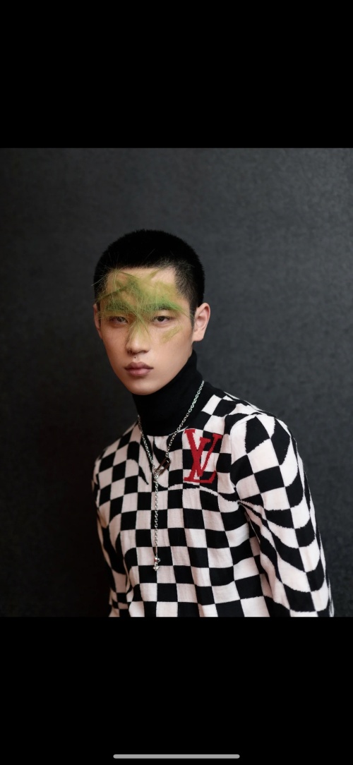 Louis Vuitton Abstract Checkered High Neck Long Sleeve Knitted Sweater