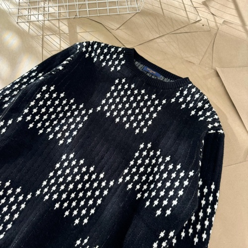 Louis Vuitton Long Sleeve Knitted Sweater Wool Blend Black Checkerboard 1 Louis Vuitton Long Sleeve Knitted Sweater Wool Blend Black Checkerboard